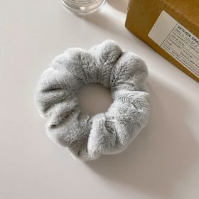 Cute Plush Large Intestine Hair Ring (Option: Light Gray)