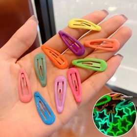Trendy Luminous Children's Paint Barrettes Cute (Option: 3cm Water Drop 10 Pack)