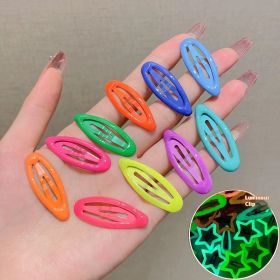 Trendy Luminous Children's Paint Barrettes Cute (Option: 3cm Oval 10 Pack)