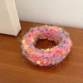 Cute Plush Large Intestine Hair Ring (Option: Christmas Rose Red)