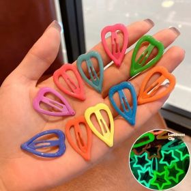 Trendy Luminous Children's Paint Barrettes Cute (Option: 3cm Love 10 Pack)