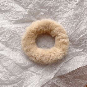 Cute Plush Large Intestine Hair Ring (Option: Small Circle Khaki)
