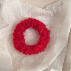 Cute Plush Large Intestine Hair Ring (Option: Teddy Fur Small Circle Red)