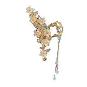 Large Metal Pearl Bell Orchid Tassel Hair Clip (Option: Bell orchid tassel grip)