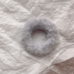 Cute Plush Large Intestine Hair Ring (Option: Small Circle Gray)