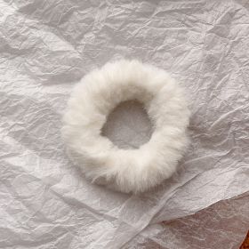 Cute Plush Large Intestine Hair Ring (Option: Small Circle White)