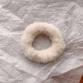 Cute Plush Large Intestine Hair Ring (Option: Small Circle Beige)