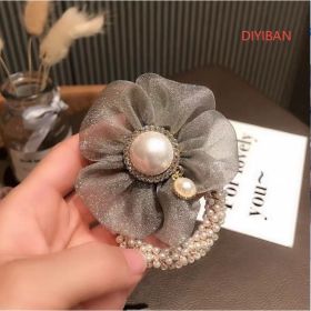 Delicate Pearl Flower Ball Hair Circle (Option: Grey)